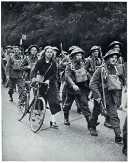 British soldiers marching in full uniforms, September 1939