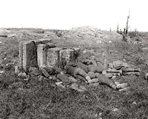 British soldiers sleeping after a long march, WW1