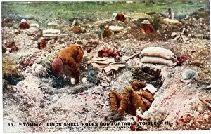 Images Dated 4th September 2017: British soldiers sleeping in shell holes, WW1