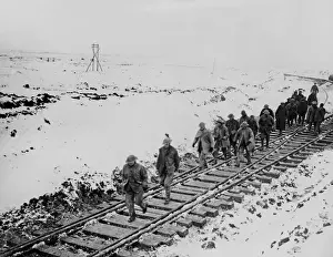 British soldiers in snow, Western Front, WW1
