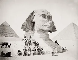 Pyramids Prints: British soldiers at the Sphinx Egypt
