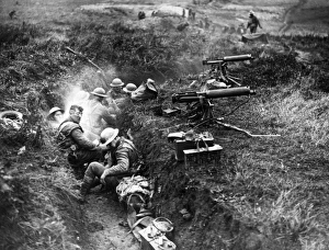 Cambrai Collection: British soldiers in trench, Ribecourt, France, WW1
