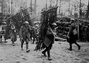 Wattled Prints: British soldiers with trench supports, Western Front, WW1