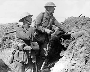 Waiting Prints: Two British soldiers in a trench, WW1