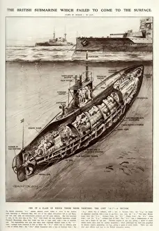 Lives Prints: British submarine A7 which failed to come to the surface