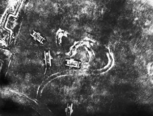 Cambrai Collection: British tanks in Battle of Cambrai, aerial photograph, WW1