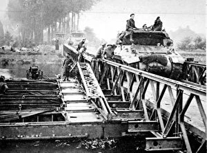 Images Dated 19th October 2004: British Tanks crossing a Bailey Bridge, Holland; Second Worl