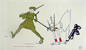 Images Dated 12th March 2011: British Tommy pulling Regiments new mascot (the Kaiser)