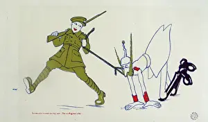 Nouvelle Prints: British Tommy pulling Regiments new mascot (the Kaiser)