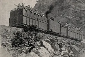Ilustraci Prints: British train in a military operation, near