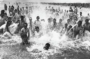 Naked Gallery: British troops bathing in the sea, Etaples, France, WW1