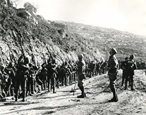 60th Prints: British troops firing at aircraft, Es Salt Road, WW1