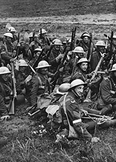 British troops with their latest equipment, WW1