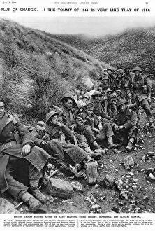 Images Dated 14th March 2013: British troops resting after six days fighting, 1944