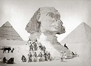 Sphinx Prints: British troops at the Sphinx, Egypt, circa 1880s
