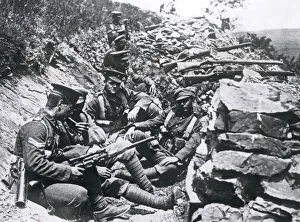 Trench Collection: British troops in a trench, Salonika Front, WW1