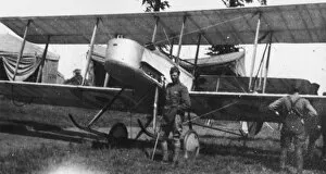 WWI Aircraft Collection: British Vickers FB5 biplane on an airfield, WW1