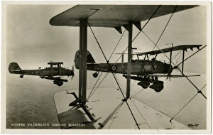 British Vickers Vildebeest biplanes in flight British Vickers Vildebeest biplanes in flight