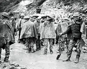 Waders Prints: British working party in rain, Western Front, WW1