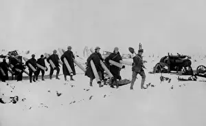 Piping Prints: British working party in snow, Western Front, WW1