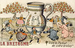 Pitcher Collection: Brittany - Local Bretons dance around a jug of local cider