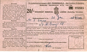 Images Dated 21st August 2017: Broadcast Receiving Licence excluding television