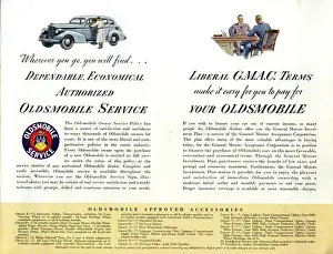 Approved Prints: Brochure page, Oldsmobile service, terms and accessories