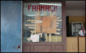 Broken window, chemists shop, Havana, Cuba