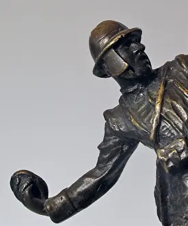 Bronze figure of an Italian bomber wearing Farina helme