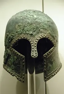 Protection Prints: Bronze helmet of Corinthian style. 6th century B. C. Olympia