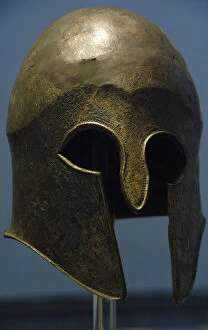 Sanctuary Gallery: Bronze helmet of Corinthian type. 5th century B.C. Olympia A