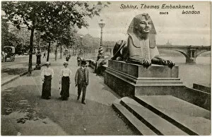 Images Dated 9th August 2016: Bronze Sphinx on the Thames Embankment, London