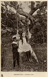 Push Prints: Brother and Sister playing on a swing