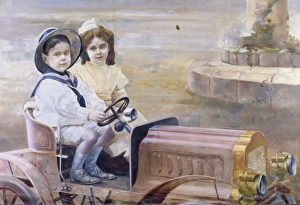 Along Side Collection: Brother and sister in a toy vintage car