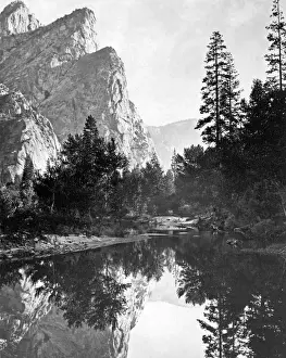 Yosemite Prints: Three Brothers and River Merced, Yosemite