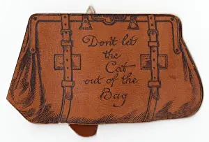 Contents Prints: Brown leather bag on a greetings card