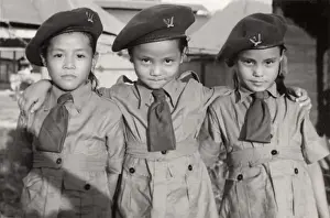 Three brownie guides, Burma, 1941-1945