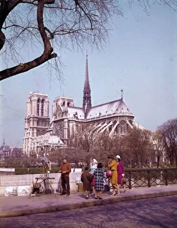 Images Dated 17th April 2019: Browsing among the bouquinistes - Paris quais and Notre Dame