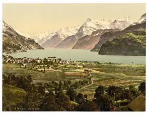 Brunnen Prints: Brunnen and the Alps, Lake Lucerne, Switzerland