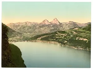 Brunnen Prints: Brunnen and the Axenstein, Lake Lucerne, Switzerland