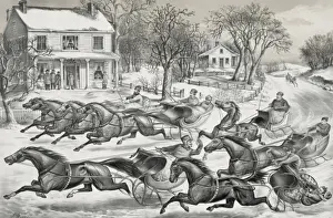 Flyers Prints: A brush for the lead: New York Flyers on the snow