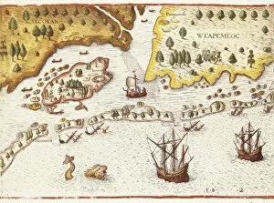 Coasts Collection: BRY, Theodor de (1528-1598). Arrival of the English