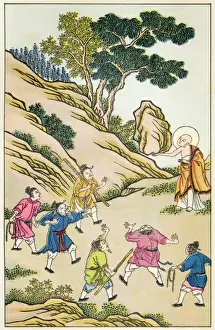 Gautama Prints: Buddha Throws Rock