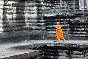 Buddhist Monks at Angkor Wat Temple, Siem Reap, Cambodia