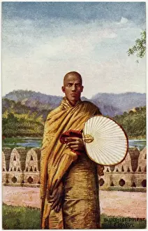 Buddhism Prints: Buddhist Priest - Sri Lanka - holding a fan