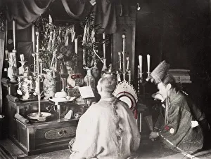 Buddhist priests at prayer, Japan