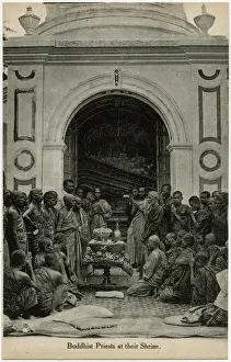 Buddhist Priests at a Shrine - Colombo, Sri Lanka