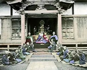 Worshippers Prints: Buddhist priests and worshippers, Japan
