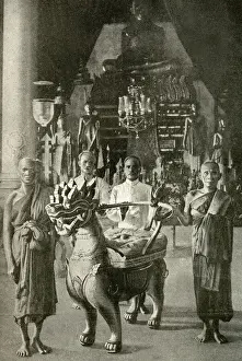 Buddhism Prints: Buddhist pulpit seat, Cambodia, South East Asia