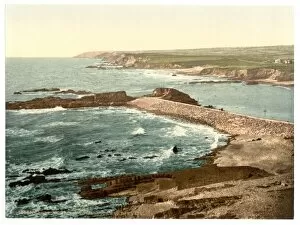 Harbor Gallery: Bude, entrance to harbor and breakwater, Cornwall, England